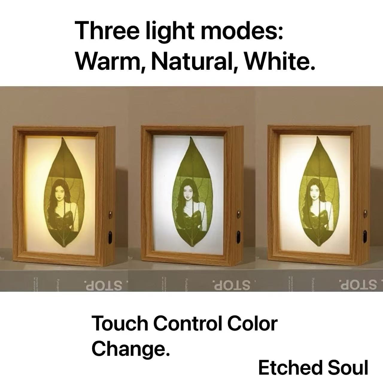 7-inch Leaf Carving Light Frame D - with USB Cable