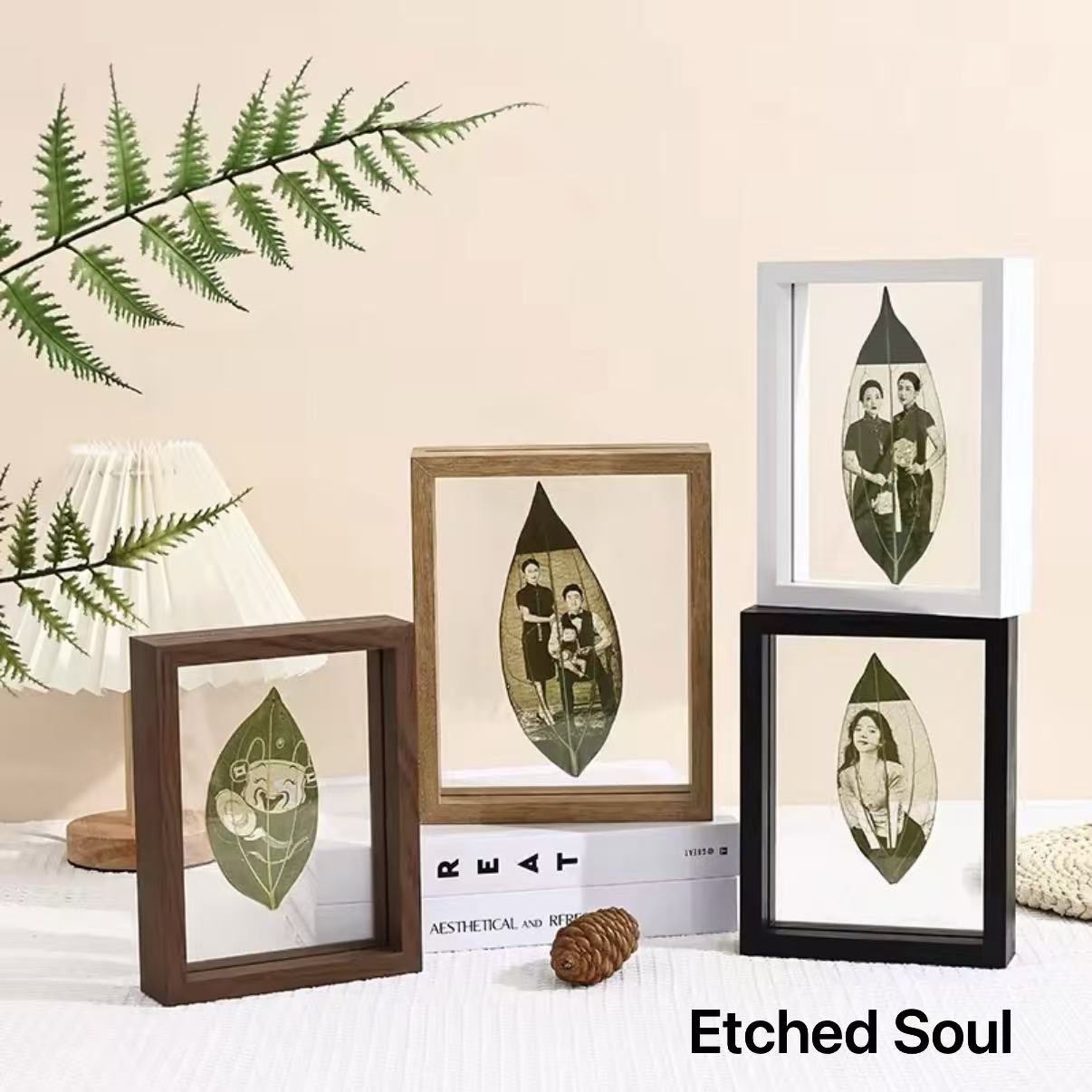 7-inch Minimalist Frame Leaf Carving