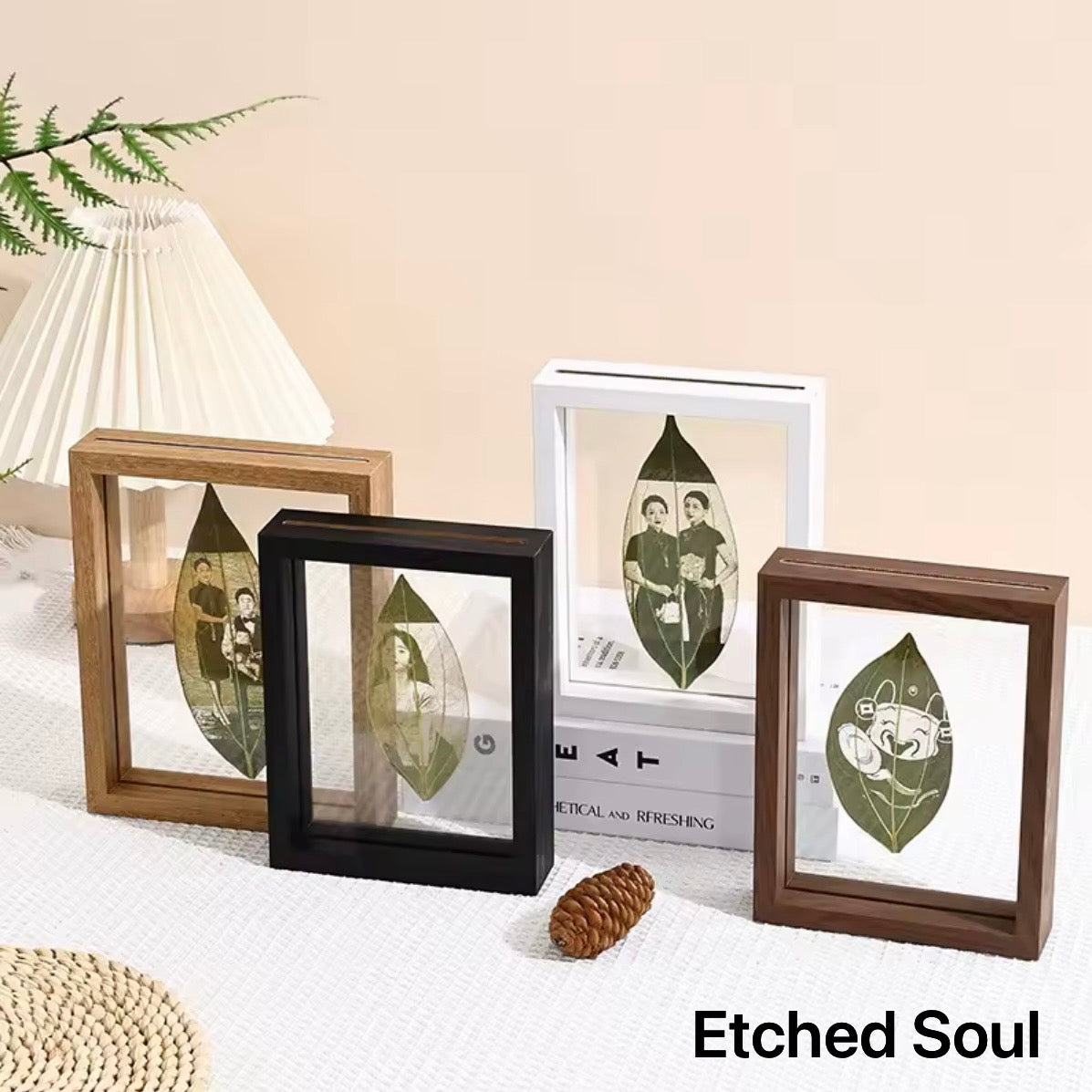 7-inch Minimalist Frame Leaf Carving